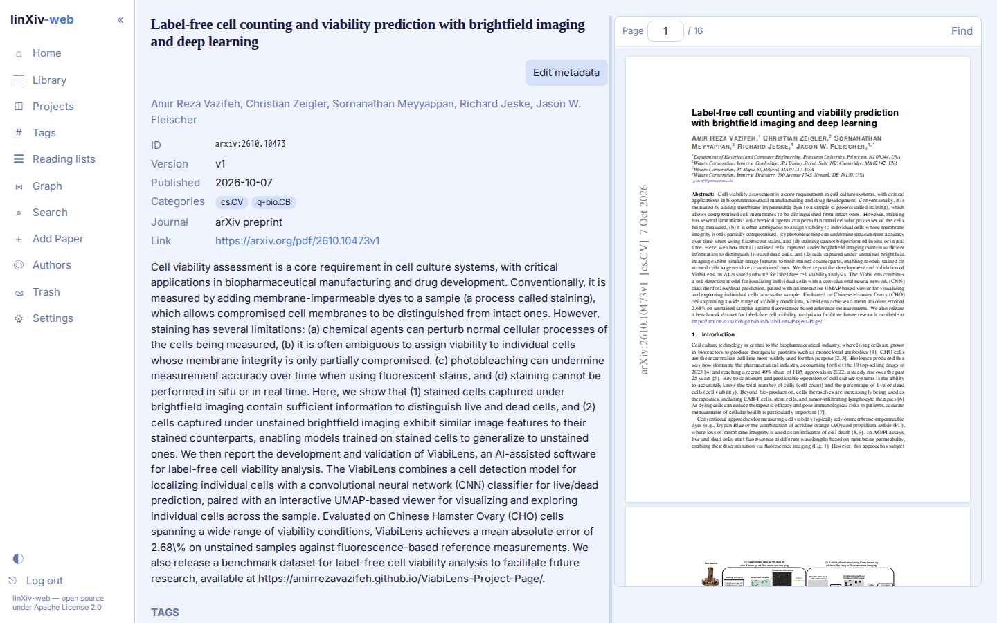 Paper page with the PDF open on the right