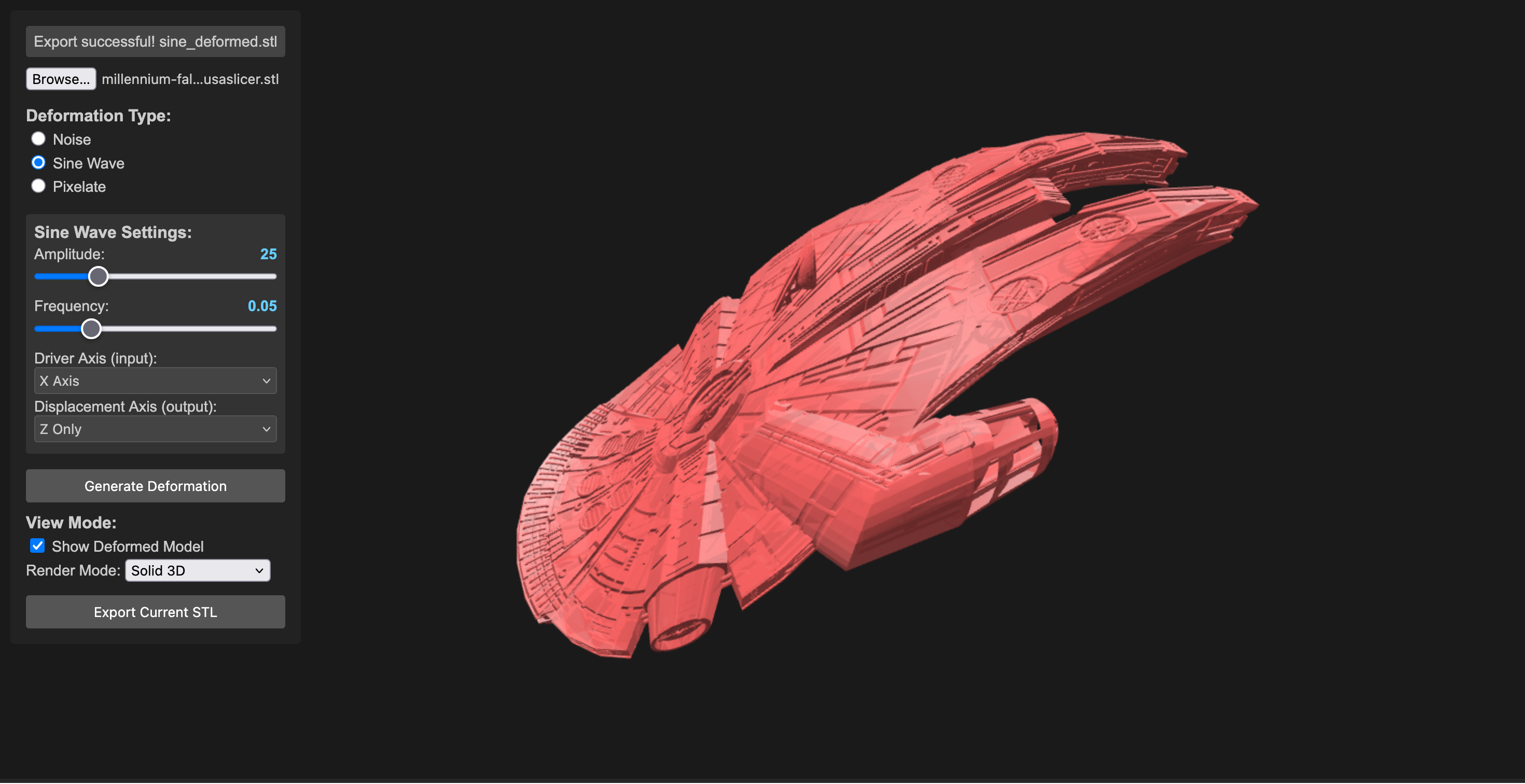 3D model with applied deformation effects